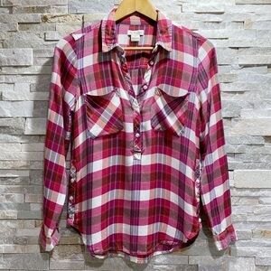 Lucky Brand Red Plaid Popover Shirt